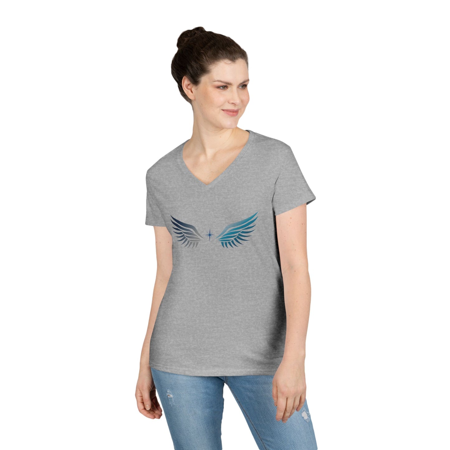 V-neck Short Sleeve Tee | Wing on Front + Name & Tagline on Back | Your Better Angel
