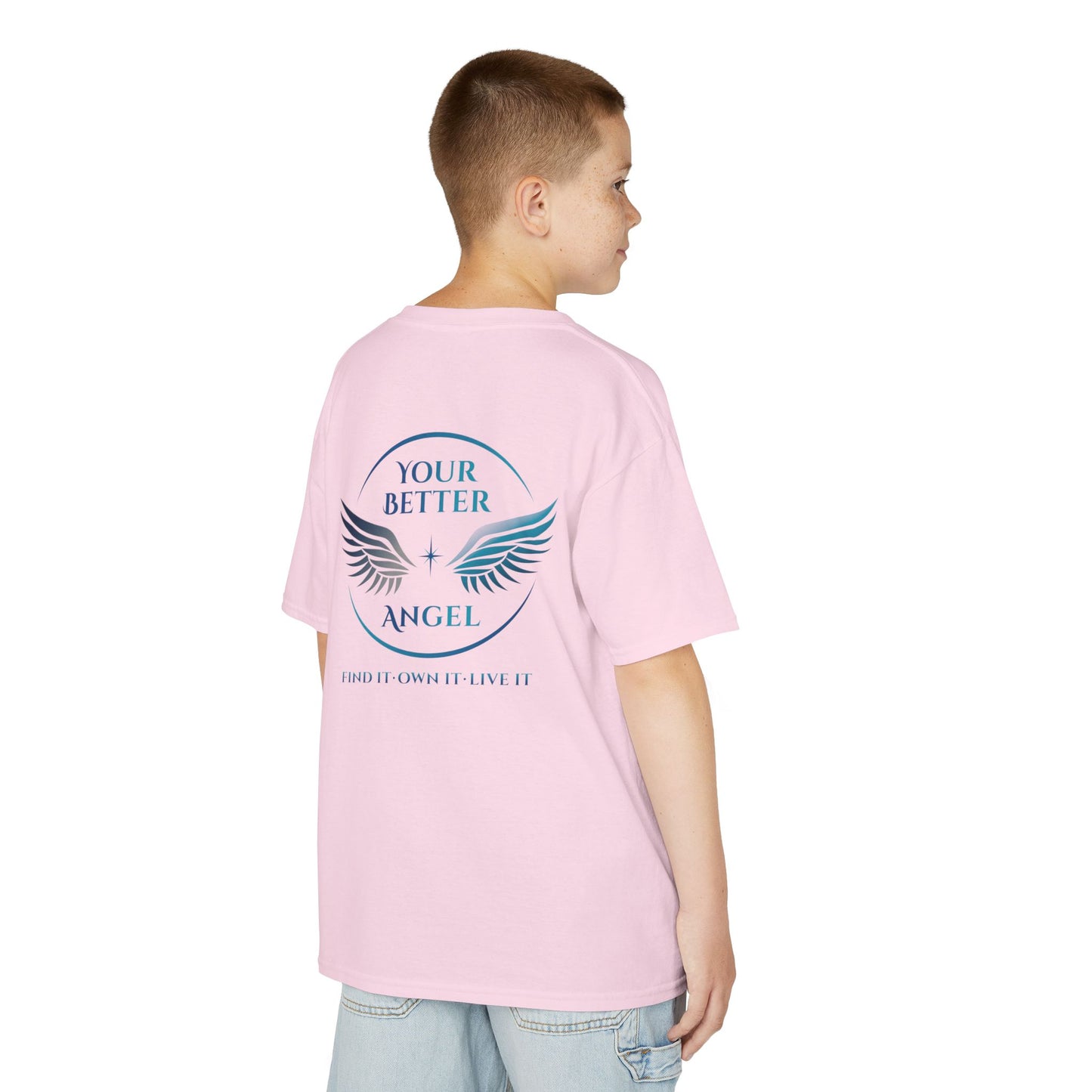Youth Tee | Logo on Top Right +  Wings w/ Tagline on Back | Your Better Angel