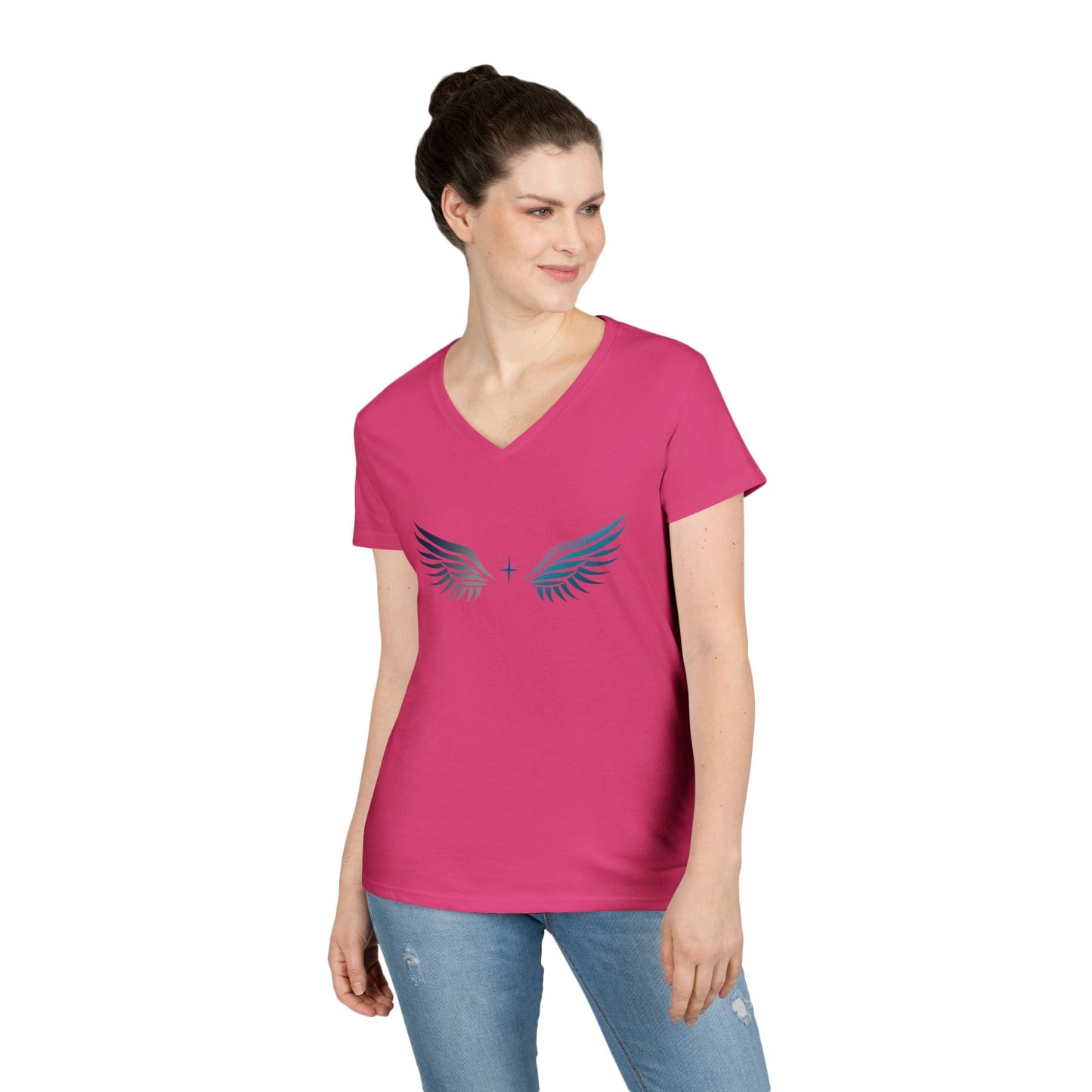 V-neck Short Sleeve Tee | Wing on Front + Name & Tagline on Back | Your Better Angel