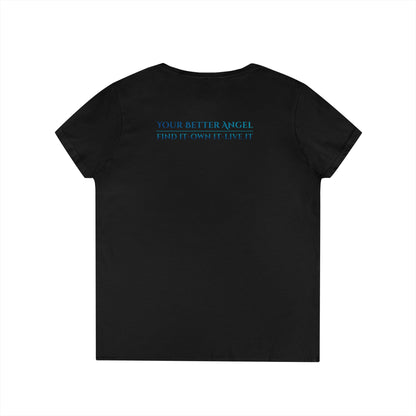 V-neck Short Sleeve Tee | Wing on Front + Name & Tagline on Back | Your Better Angel