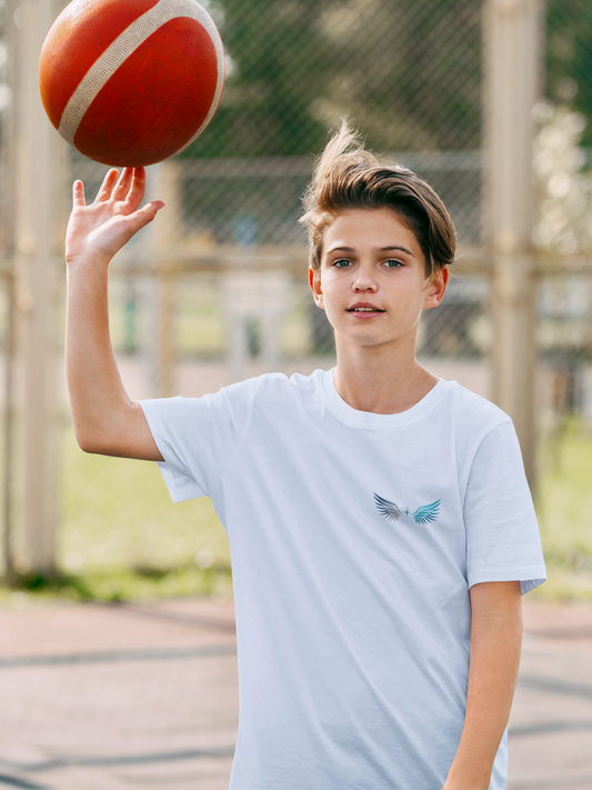 Youth Tee | Logo on Top Right +  Wings w/ Tagline on Back | Your Better Angel