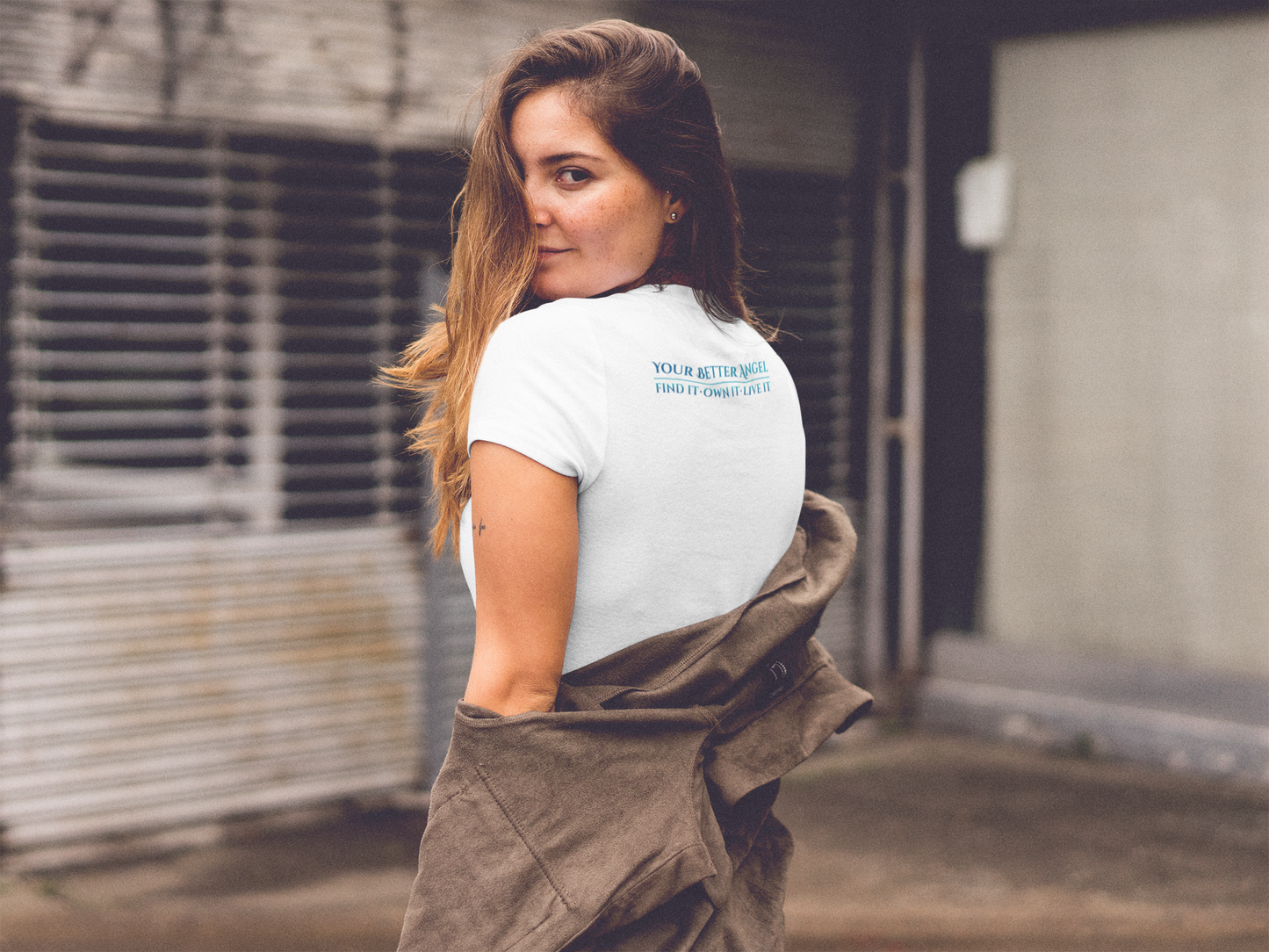 V-neck Short Sleeve Tee | Wing on Front + Name & Tagline on Back | Your Better Angel