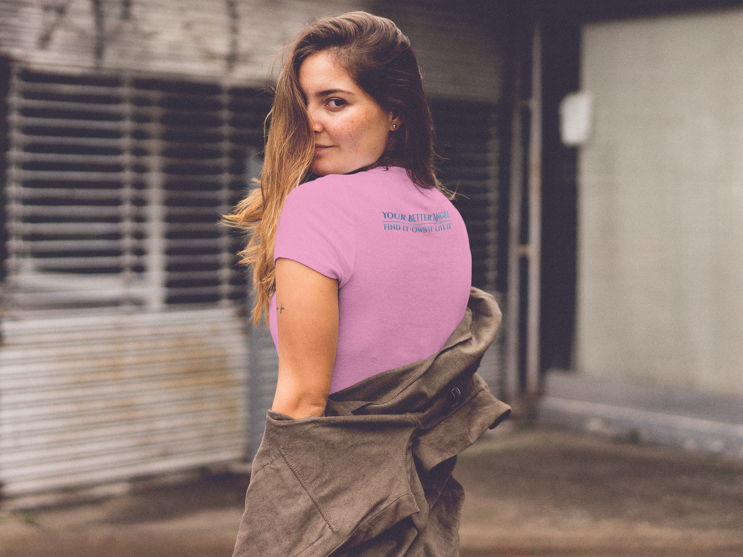 V-neck Short Sleeve Tee | Wing on Front + Name & Tagline on Back | Your Better Angel