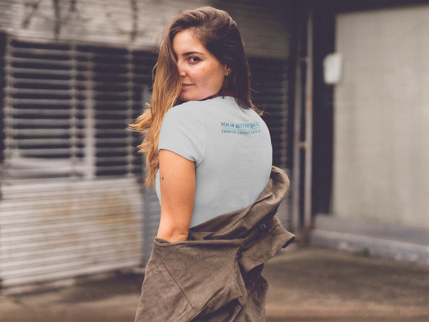 V-neck Short Sleeve Tee | Wing on Front + Name & Tagline on Back | Your Better Angel