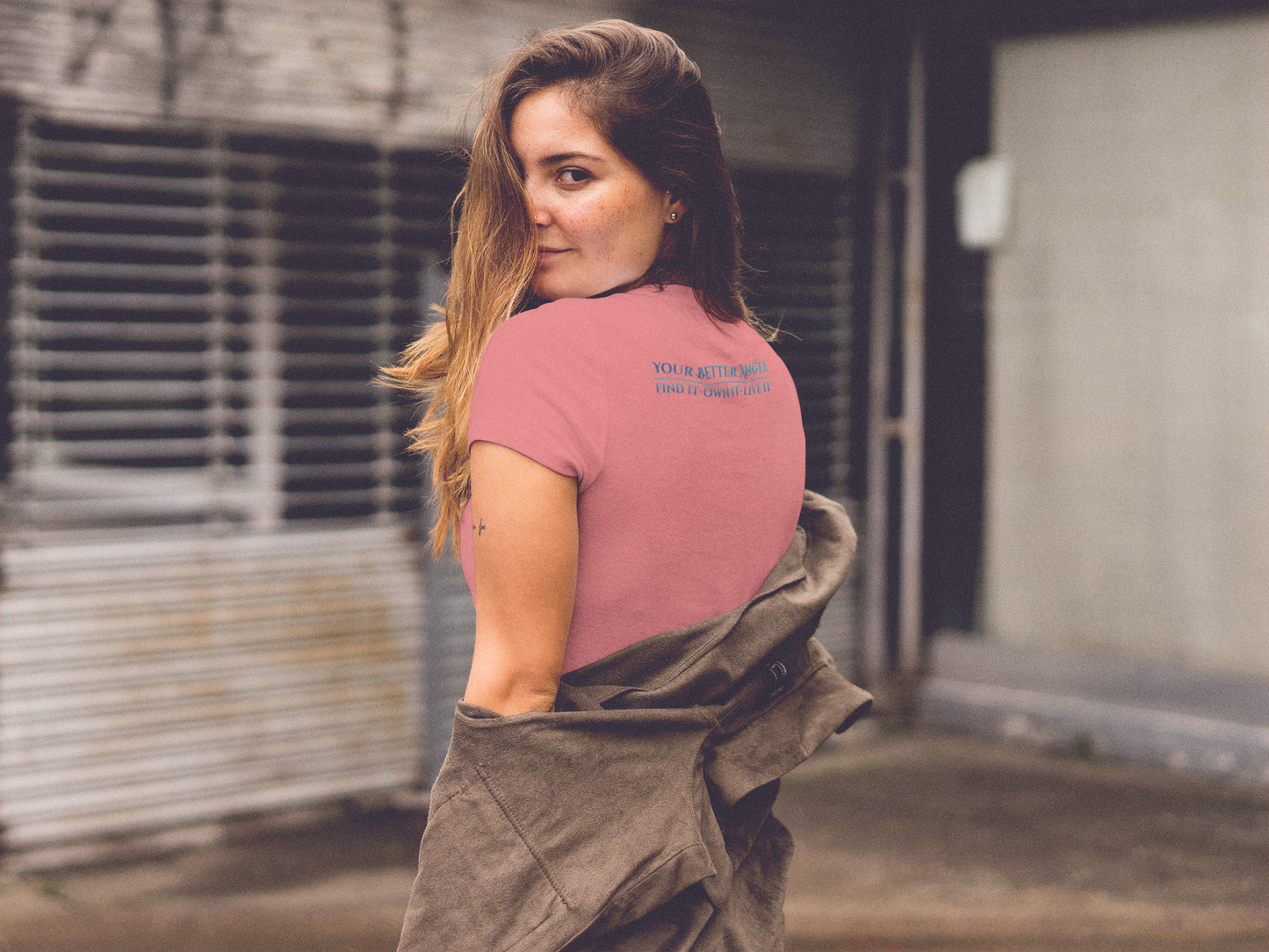 V-neck Short Sleeve Tee | Wing on Front + Name & Tagline on Back | Your Better Angel