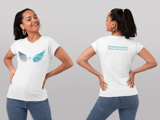 Short Sleeve Tee | Angel Wings on Front + Name/Tagline on Back | Unisex | Your Better Angel