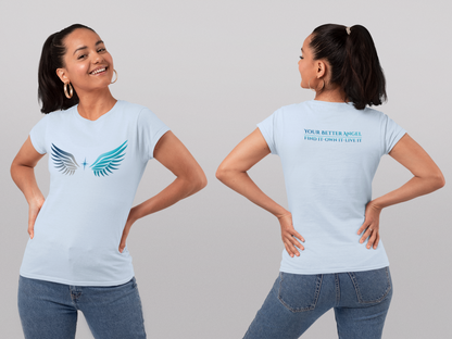 Short Sleeve Tee | Angel Wings on Front + Name/Tagline on Back | Unisex | Your Better Angel
