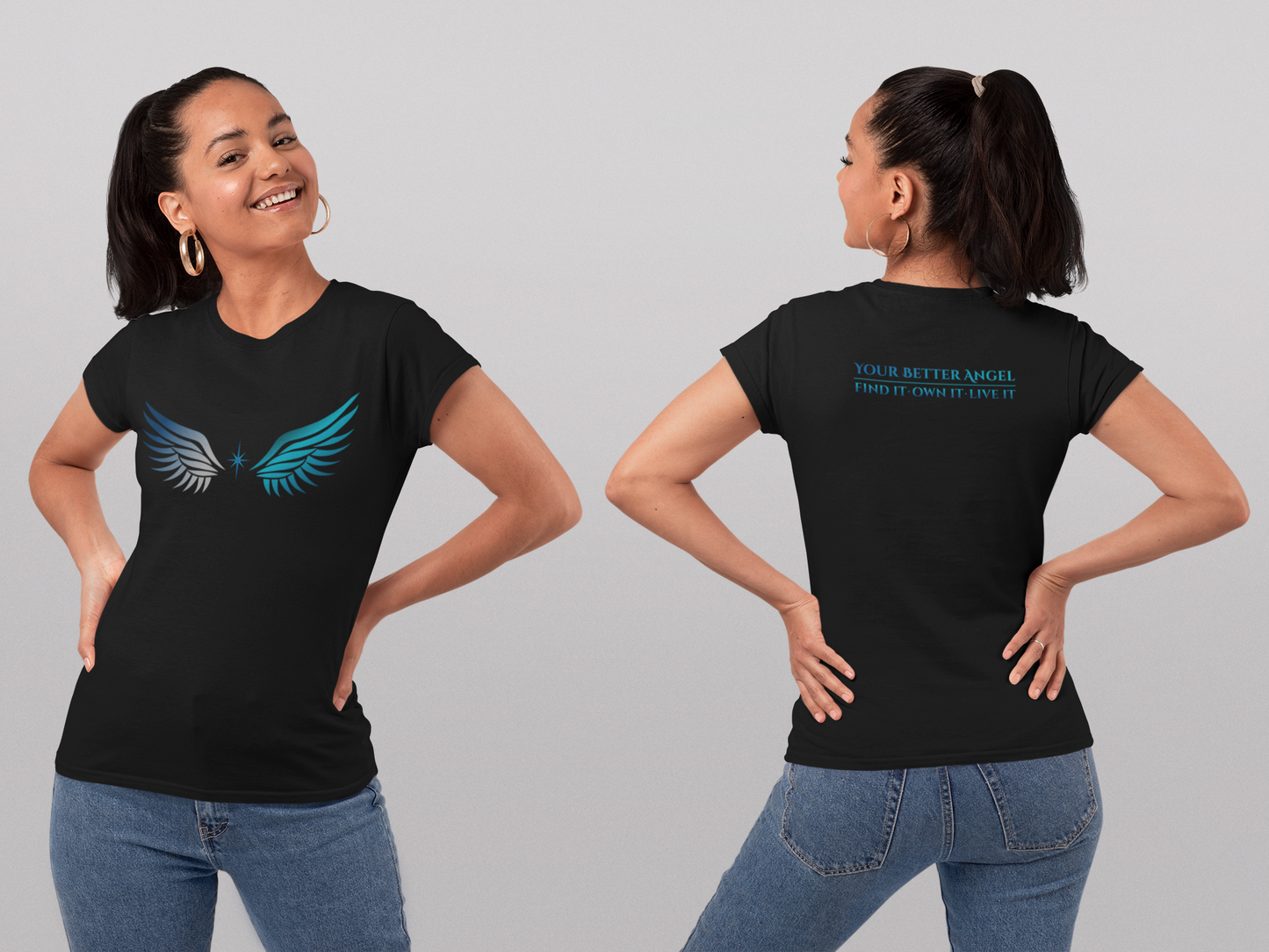 Short Sleeve Tee | Angel Wings on Front + Name/Tagline on Back | Unisex | Your Better Angel