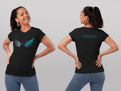 Short Sleeve Tee | Angel Wings on Front + Name/Tagline on Back | Unisex | Your Better Angel