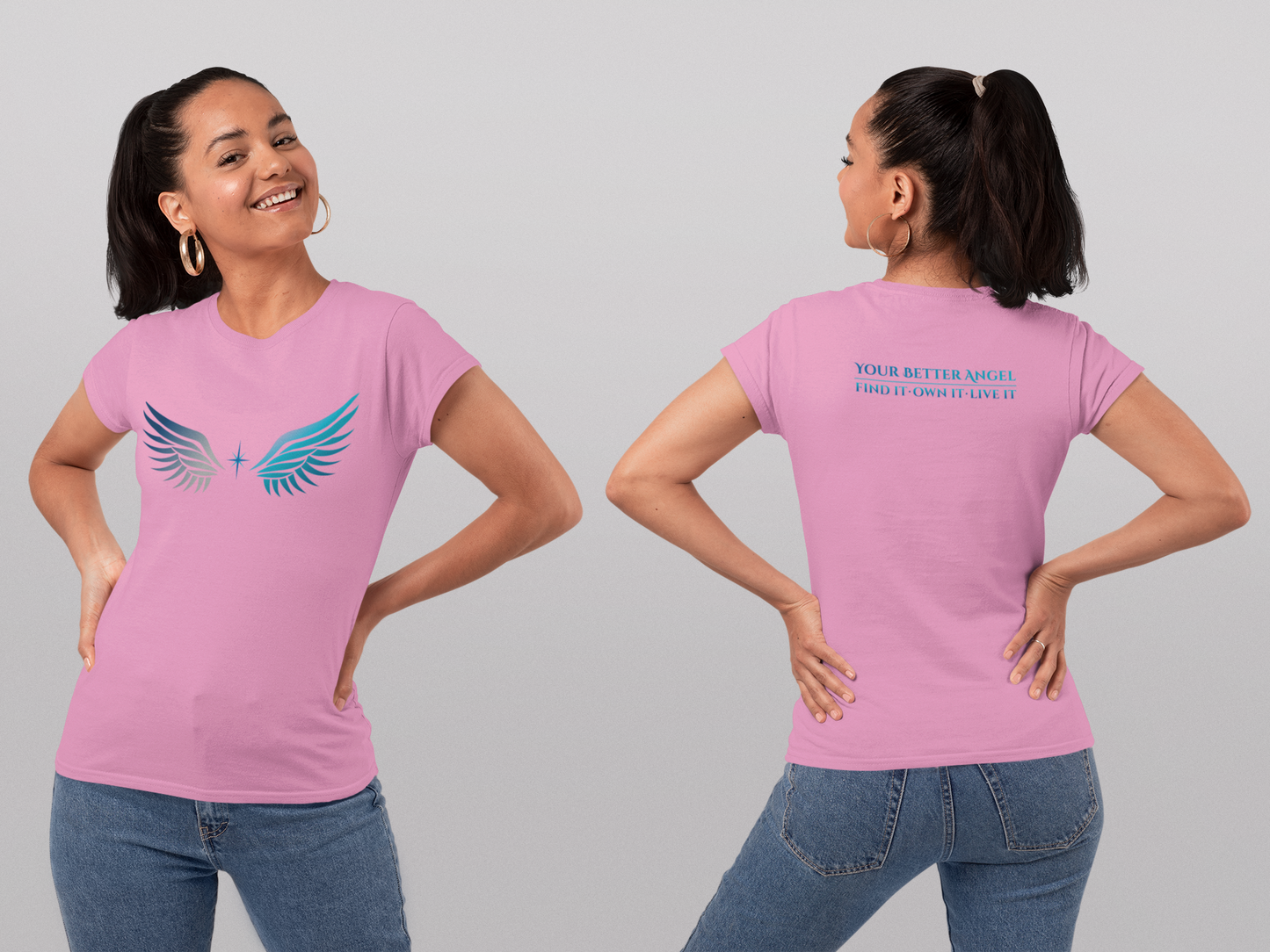 Short Sleeve Tee | Angel Wings on Front + Name/Tagline on Back | Unisex | Your Better Angel