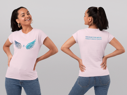 Short Sleeve Tee | Angel Wings on Front + Name/Tagline on Back | Unisex | Your Better Angel