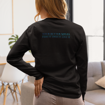 Long Sleeve Tee | Wings on Front, Name and Tagline on Back | Unisex | Your Better Angel