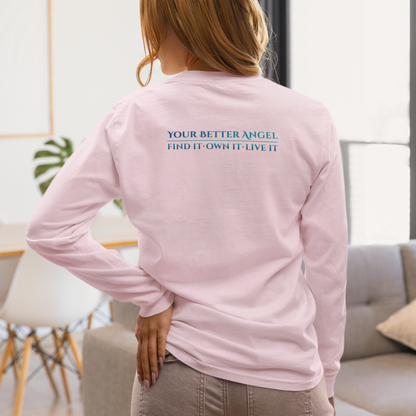 Long Sleeve Tee | Wings on Front, Name and Tagline on Back | Unisex | Your Better Angel