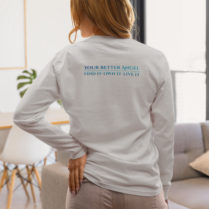 Long Sleeve Tee | Wings on Front, Name and Tagline on Back | Unisex | Your Better Angel