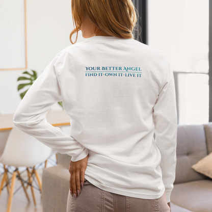 Long Sleeve Tee | Wings on Front, Name and Tagline on Back | Unisex | Your Better Angel