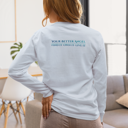 Long Sleeve Tee | Wings on Front, Name and Tagline on Back | Unisex | Your Better Angel