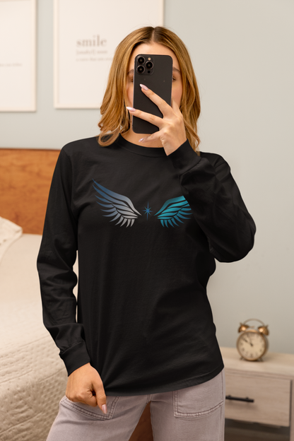 Long Sleeve Tee | Wings on Front, Name and Tagline on Back | Unisex | Your Better Angel