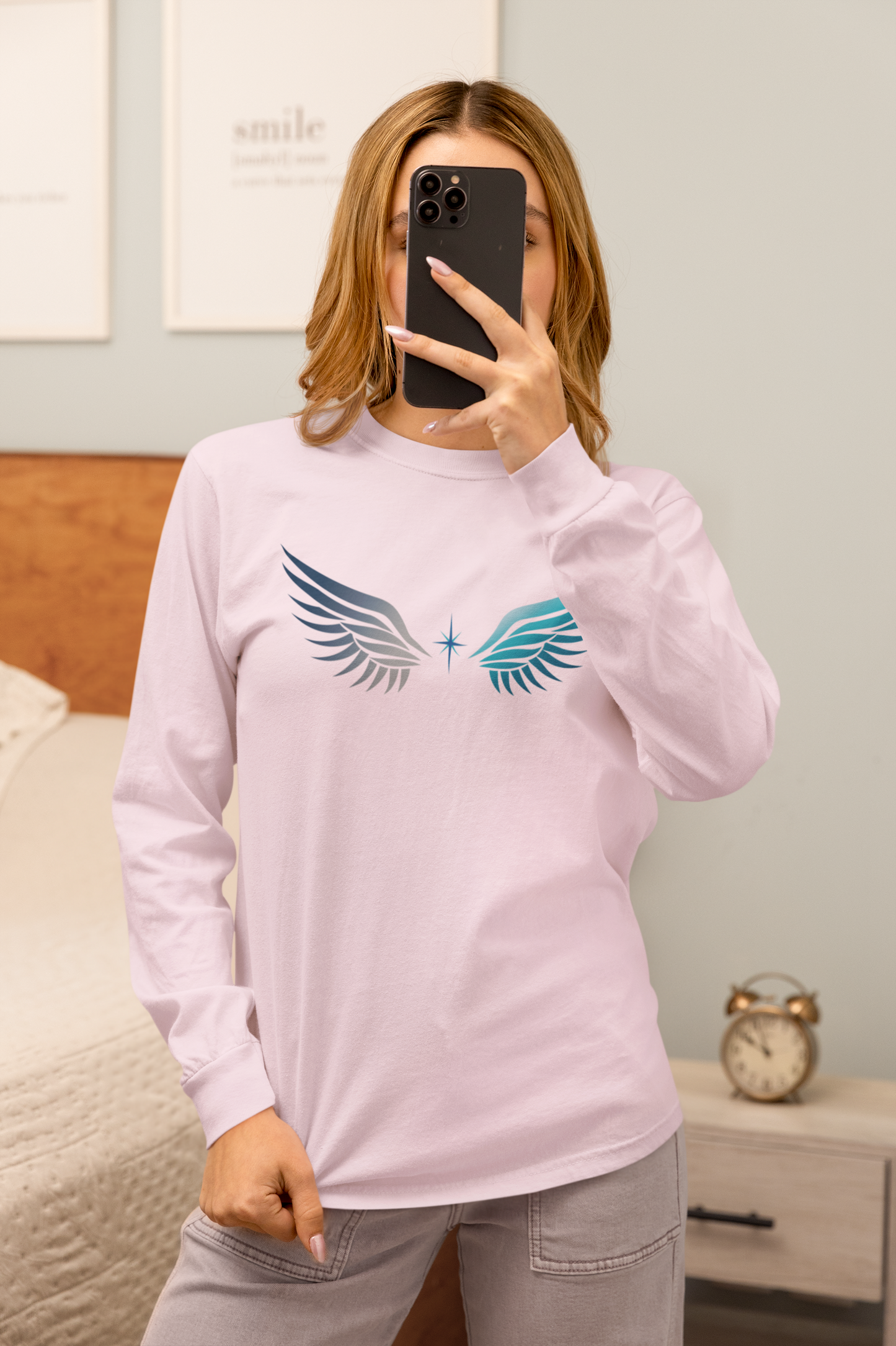 Long Sleeve Tee | Wings on Front, Name and Tagline on Back | Unisex | Your Better Angel