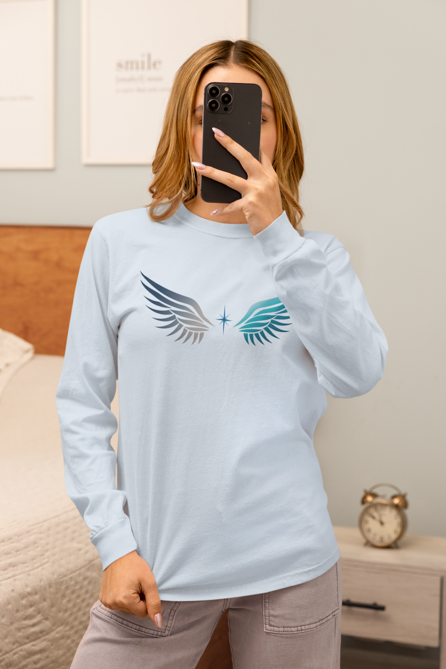 Long Sleeve Tee | Wings on Front, Name and Tagline on Back | Unisex | Your Better Angel