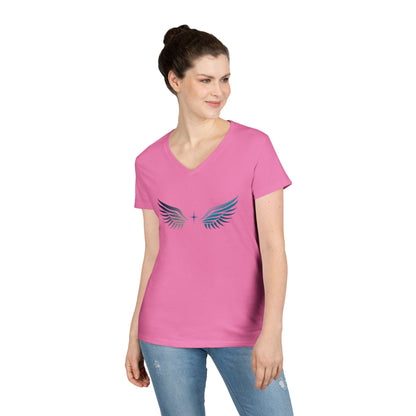 V-neck Short Sleeve Tee | Wing on Front + Name & Tagline on Back | Your Better Angel