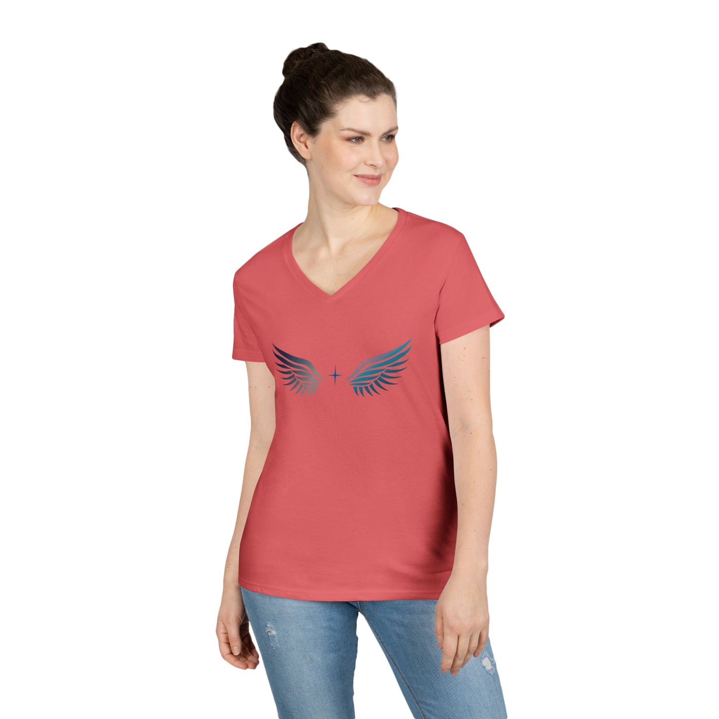 V-neck Short Sleeve Tee | Wing on Front + Name & Tagline on Back | Your Better Angel