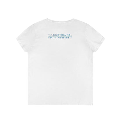 V-neck Short Sleeve Tee | Wing on Front + Name & Tagline on Back | Your Better Angel