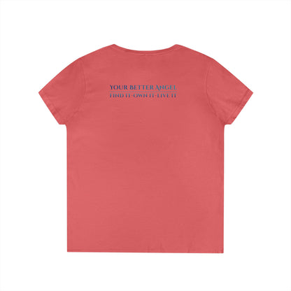 V-neck Short Sleeve Tee | Wing on Front + Name & Tagline on Back | Your Better Angel