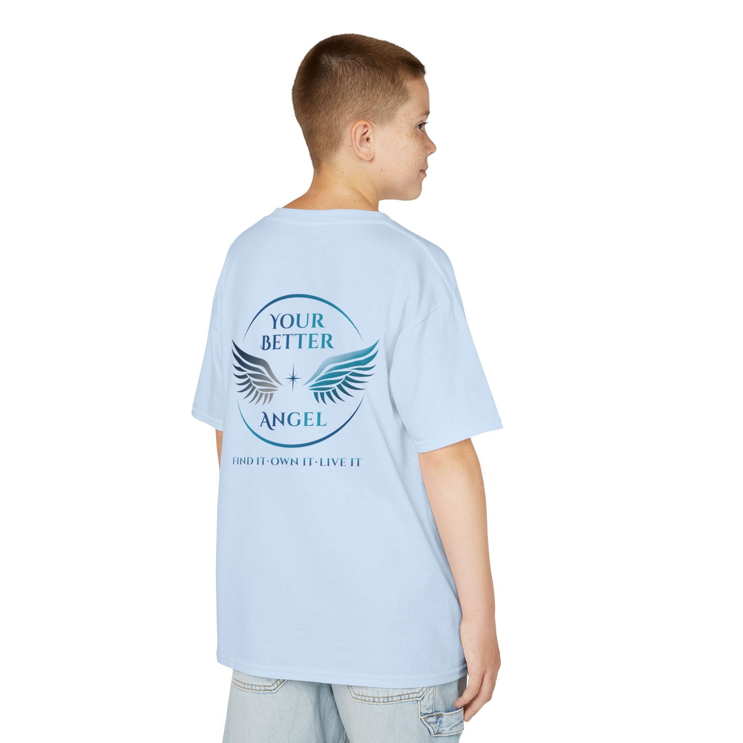 Youth Tee | Logo on Top Right +  Wings w/ Tagline on Back | Your Better Angel