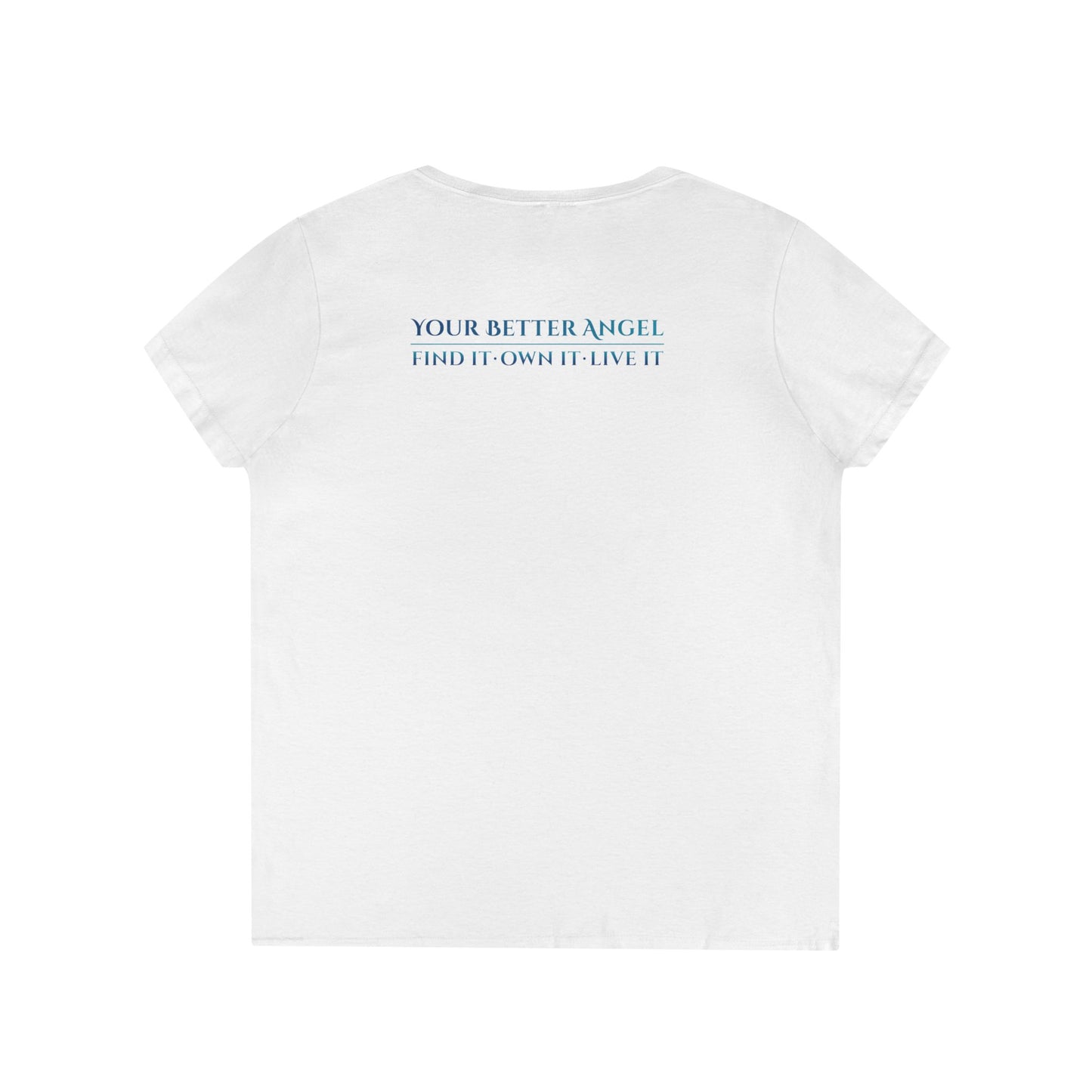 V-neck Short Sleeve Tee | Wing on Front + Name & Tagline on Back | Your Better Angel