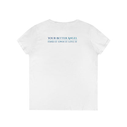 V-neck Short Sleeve Tee | Wing on Front + Name & Tagline on Back | Your Better Angel